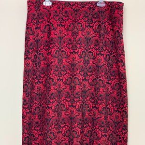 Retro A-line Red and Black Damask Skirt Size 3X